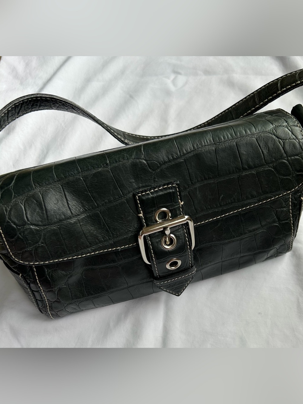 Dooney & Bourke Black Croc-Embossed Satchel